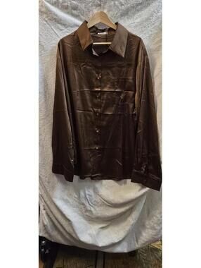IN'VOLAND New with tags Brown Satin Button-Up Shirt sz 26